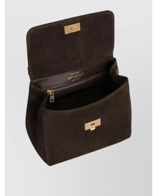 Dolce & Gabbana Brown My Sicily Small Shoulder Bag Leather
