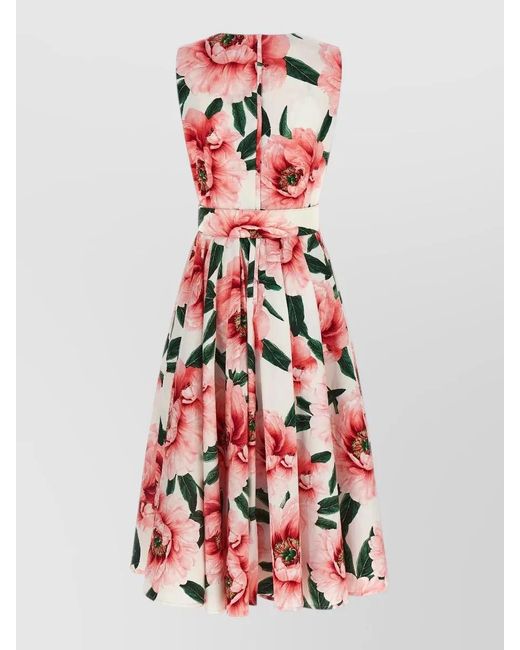 Samantha Sung White Cotton V-Neck Belted Midi Dress
