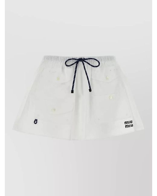 Miu Miu Gray Cotton Mini A-Line Skirt