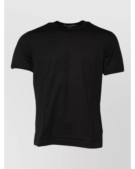 Dolce & Gabbana Black Cotton Logo Crew Neck T Shirt for men