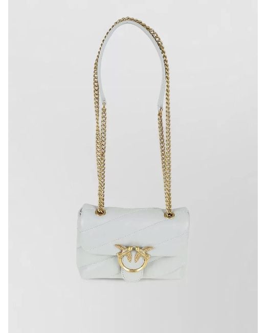 Pinko White Love Bag Puff Baby Leather Quilted Shoulder Bag