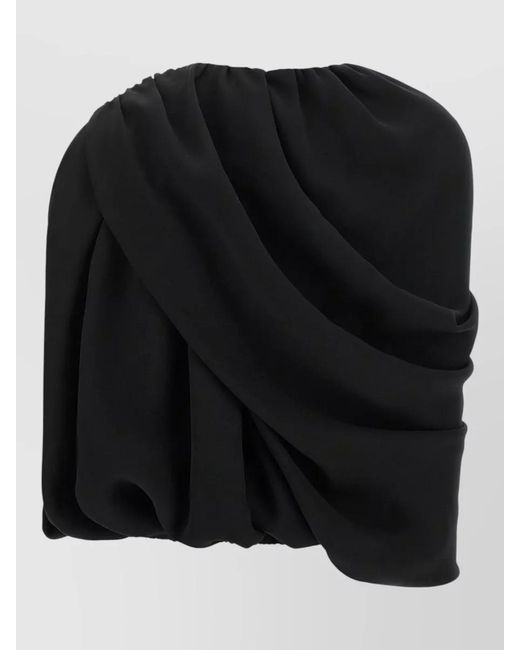 Balenciaga Black Silk Asymmetric Draped Top