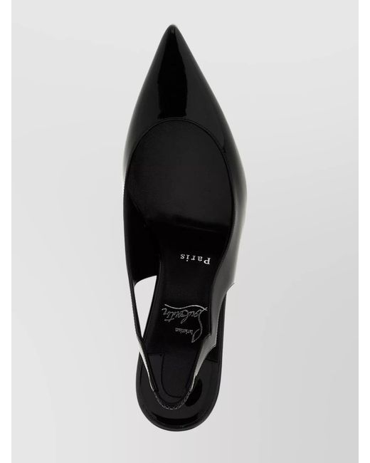Christian Louboutin Black Patent Leather Pointed-Toe Slingback Pumps