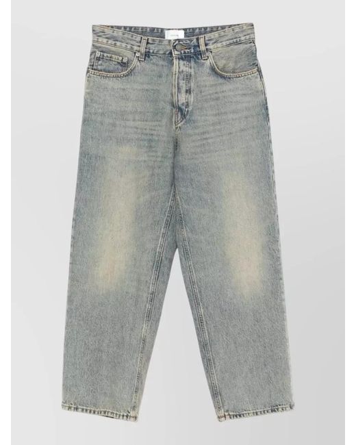 Haikure Gray Cotton High-Rise Straight-Leg Jeans