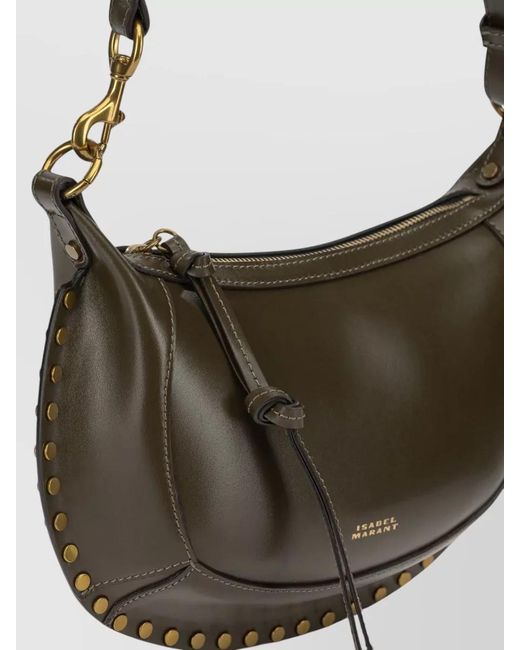 Isabel Marant Gray Oskan Moon Small Studded Shoulder Clutch