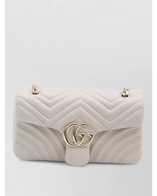 Gucci Natural Gg Marmont Shoulder Bag Medium Chain