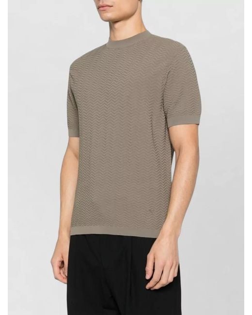 Emporio Armani Multicolor Short Sleeve Chevron Knit Top Neckline for men