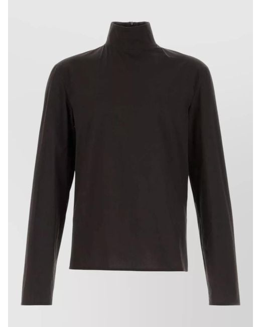 Gucci Black Stretch Poplin Shirt High Collar Long Sleeves for men