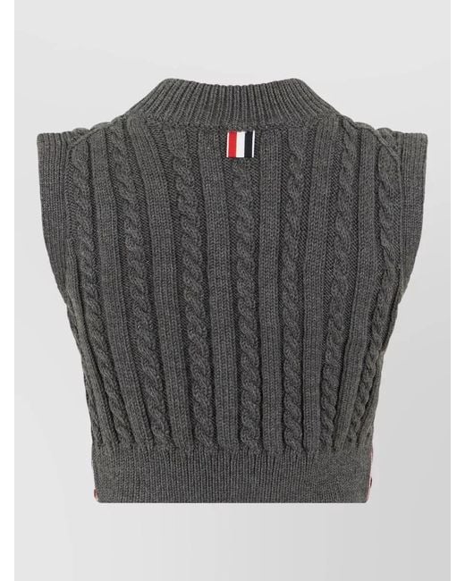 Thom Browne Gray Virgin Wool Cropped Vest V Neck