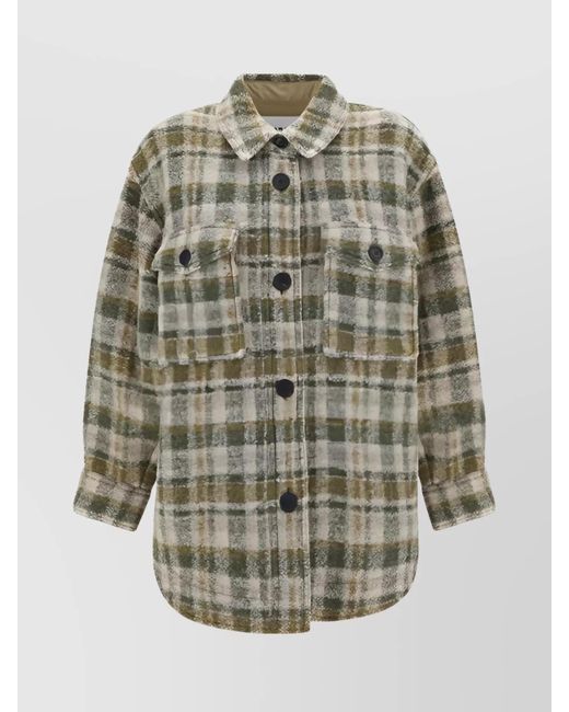 Isabel Marant Gray Checked Wool Blend Shirt Jacket