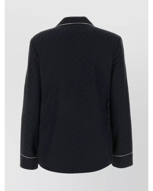 Off-White c/o Virgil Abloh Black Silk Logo-Jacquard Satin Pyjama Shirt