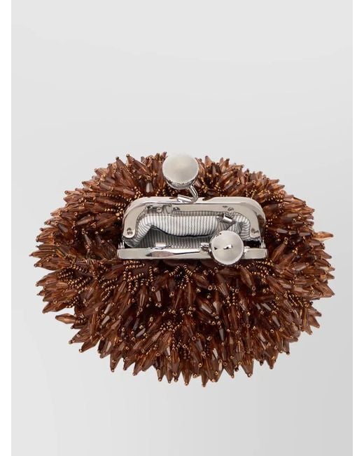 Weekend by Maxmara White Beaded Shoulder Clutch Bag Chain Strap