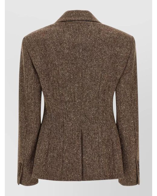 Brunello Cucinelli Brown Donegal Wool Double Breasted Tailored Blazer