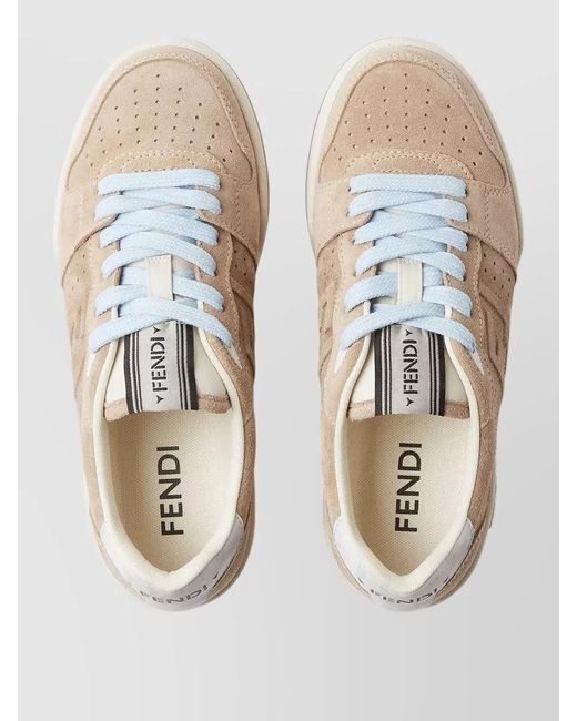 Fendi Natural Match Lace Up Sneakers Suede Upper