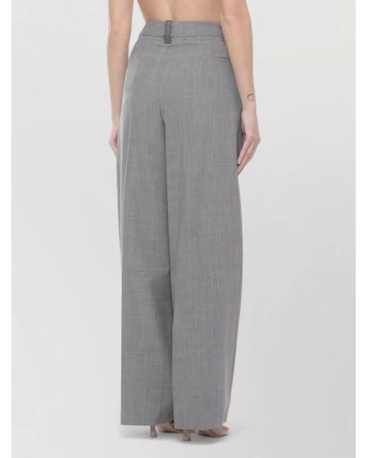 Fabiana Filippi Gray Wide Leg Pleated Trousers Light Point Detail