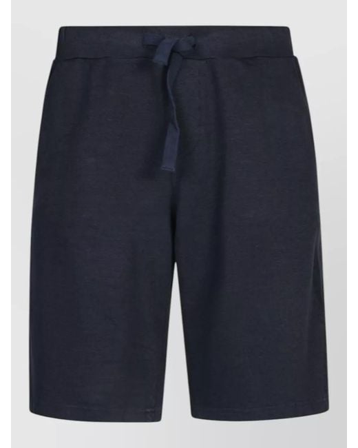 Original Vintage Blue Linen Blend Cotton Shorts Back Pocket for men