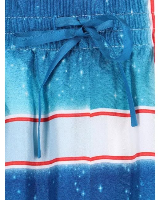 Casablanca Blue Silk Straight-Leg Track Pants for men