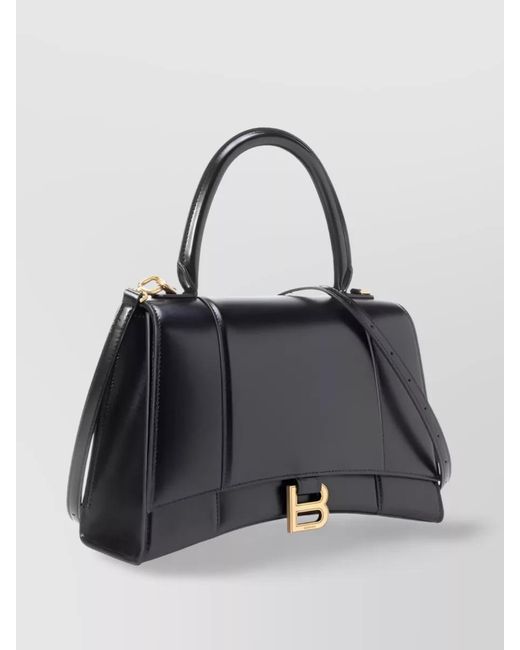 Balenciaga Black Hourglass Medium Leather Shoulder Bag