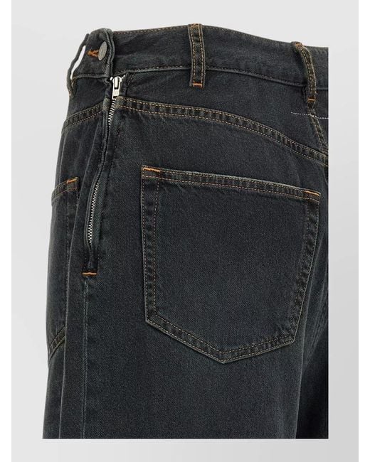 MM6 by Maison Margiela Gray High Waist Wide Leg Denim Trousers