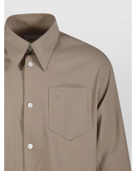 AMI Natural Wool Wide Long Sleeve Shirt for men