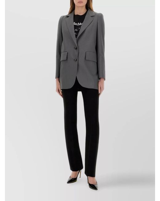 Max Mara Gray Wool Mohair Silk Regular-Fit Blazer
