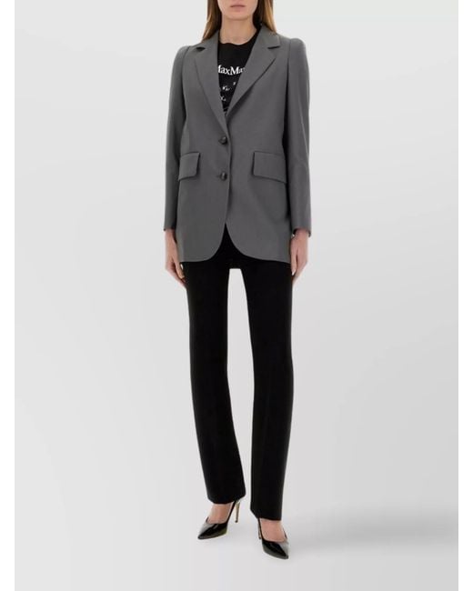 Max Mara Gray Wool Mohair Silk Regular-Fit Blazer