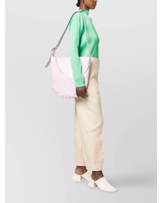 Jil Sander Pink Crescent Medium Leather Shoulder Bag