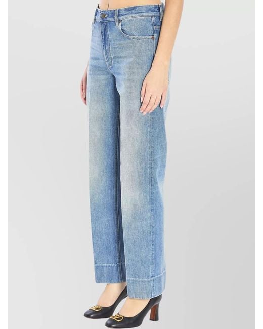 Valentino Garavani Blue Cotton High-Rise Straight-Leg Jeans