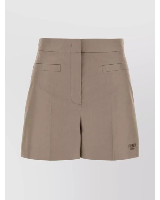 Fendi Gray Belted Pocketed Shorts With Front Loops