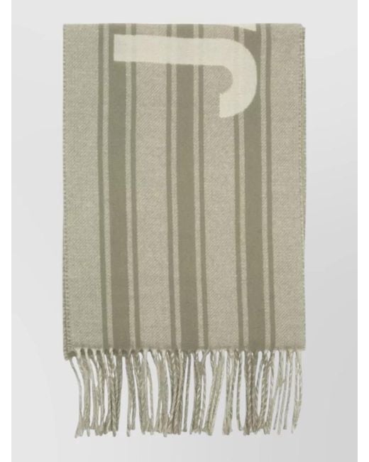 Jacquemus Orange Wool Scarf Striped Pattern Fringe Detailing