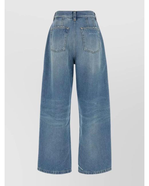 Palm Angels Blue Denim High-Rise Wide-Leg Jeans
