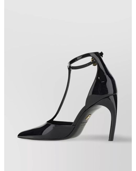 Ferragamo White Leather T-Strap Pumps