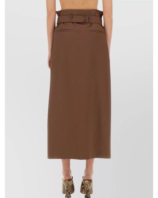 Dries Van Noten Brown Wool Pleated Skirt