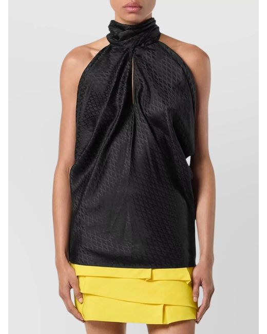 Versace Black High Neck Sleeveless Top
