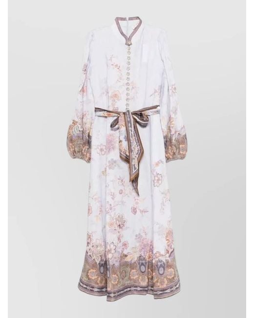 Zimmermann White Luna Floral Belted Midi Dress