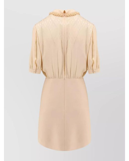 Valentino Natural Silk Wool Short-Sleeve Mini Dress