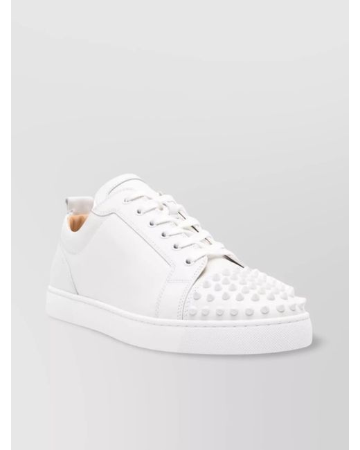Christian Louboutin White Junior Sneakers With Rubber Sole And Stud Detailing for men