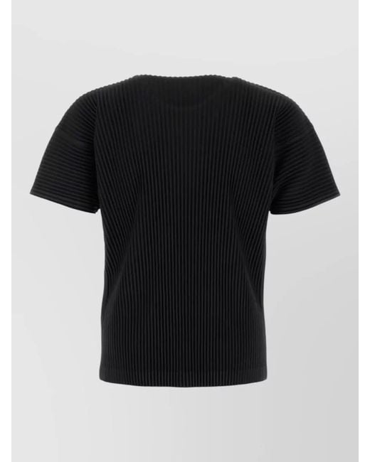 Homme Plissé Issey Miyake Black Polyester T-Shirt for men