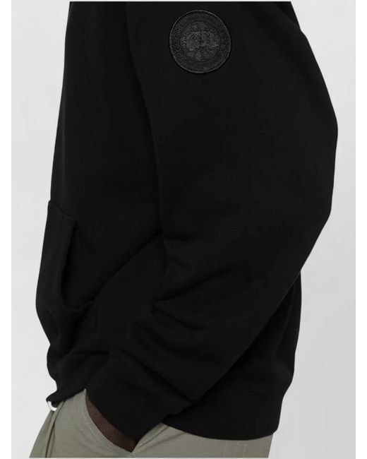 Canada Goose Black Rove Hooded Jacket Drawstring Hood Kangaroo Pocket for men
