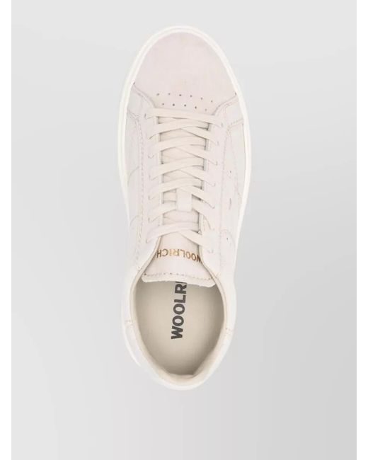 Woolrich Natural Leather Panelled Low-Top Sneakers