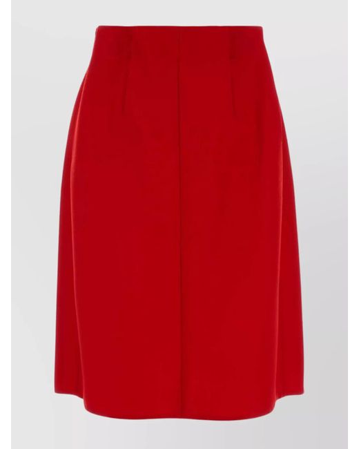 Prada Red Virgin Wool High-Rise Skirt