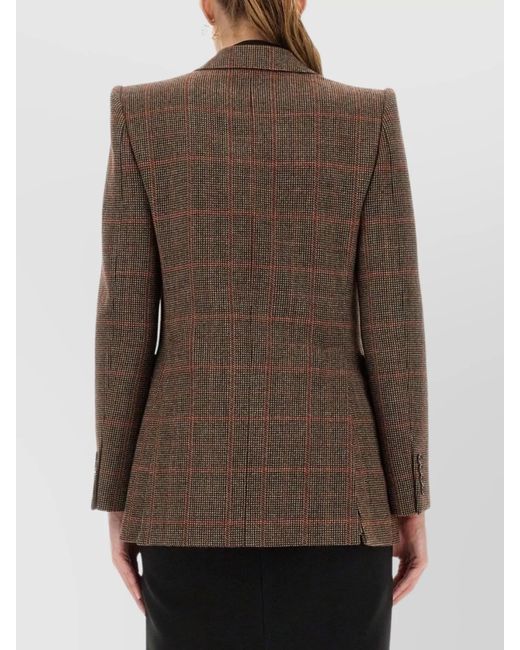 Chloé Brown Wool Slim-Fit Checked Blazer