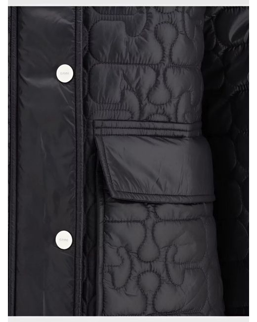 Ganni Black Glossy Finish Long Length Down Jacket