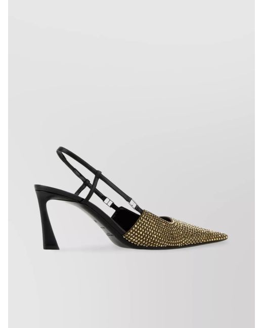 Saint Laurent White Silk Stone 70 Pumps