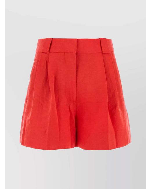 Blazé Milano Red Silk Blend Flica Selle Pleated Shorts