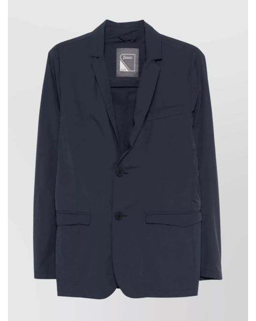 Herno Blue Single Breasted Jacket Multiple Pockets for men