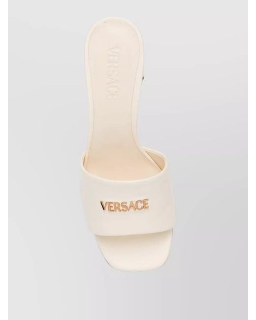 Versace Natural Mules Block Heel Open Toe Square