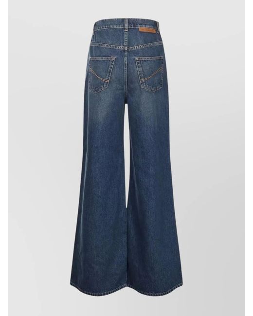 Stella McCartney Blue Denim High-Rise Wide-Leg Jeans