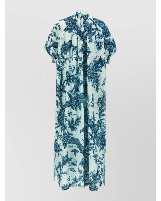 F.R.S For Restless Sleepers Blue Cotton Floral-Print Maxi Dress