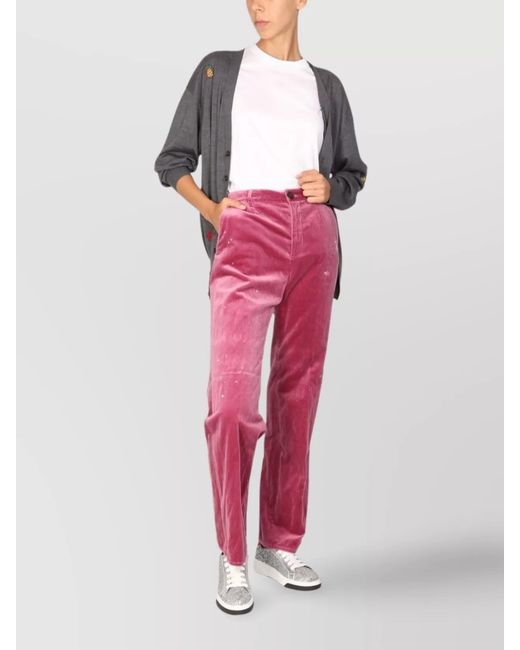 DSquared² Pink Cotton Straight-Leg Trousers